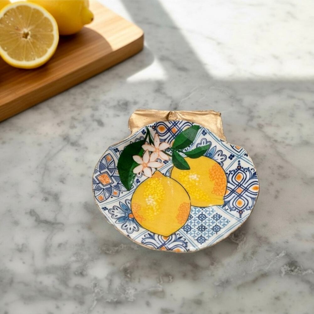 Sicilian Lemon Shell Trinket Dish Italian Ring Dish